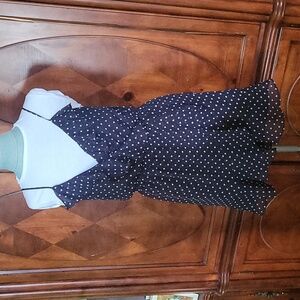 Forever 21 navy polka dot spaghetti strap wrap mini flowy dress sz.S